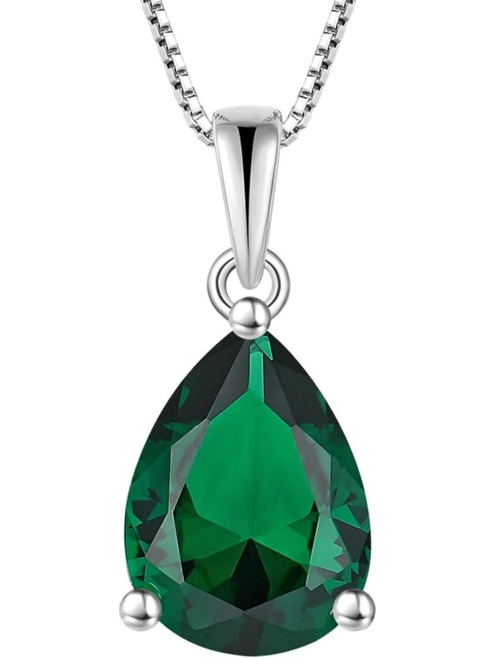 Teardrop Pendant Necklace 925 Sterling Silver, Multicolored Birthstone Jewelry